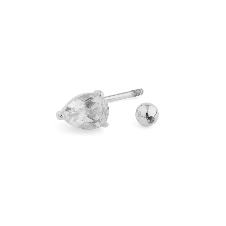 Bauch Piercing DROPS mit weissem Topas