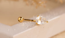 Bauch Piercing DROPS mit weissem Topas