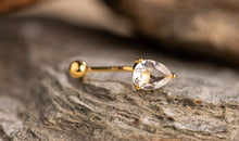 Bauch Piercing DROPS mit weissem Topas