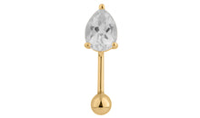 Bauch Piercing DROPS mit weissem Topas