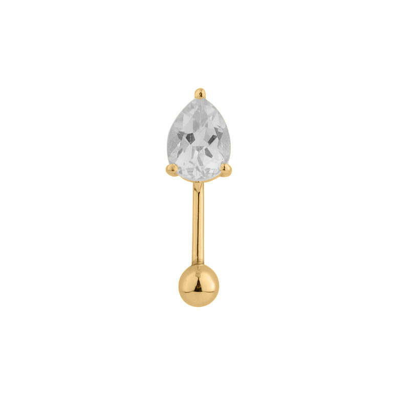 Bauch Piercing DROPS mit weissem Topas