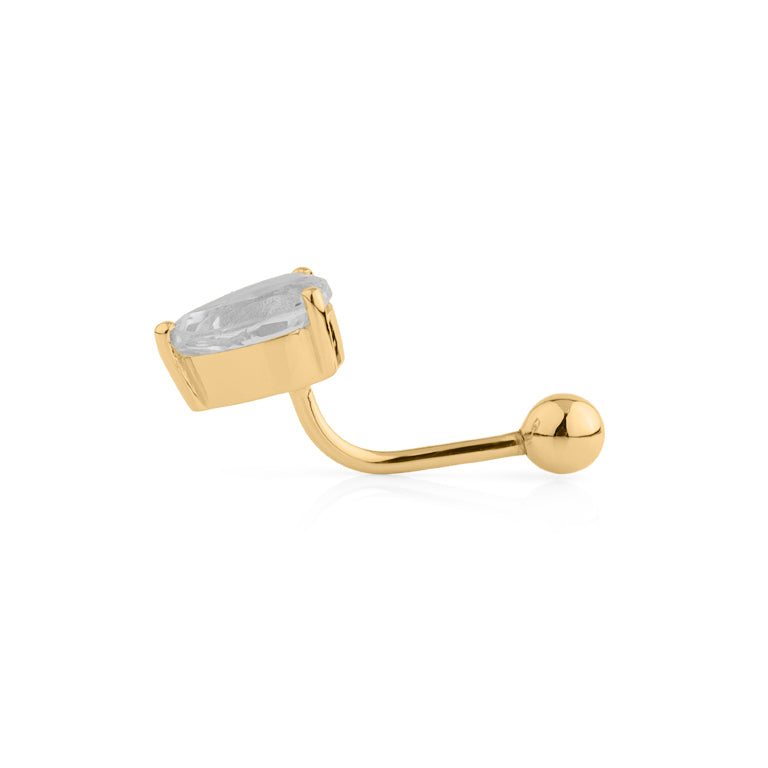 Bauch Piercing DROPS mit weissem Topas