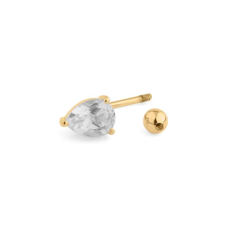 Bauch Piercing DROPS mit weissem Topas