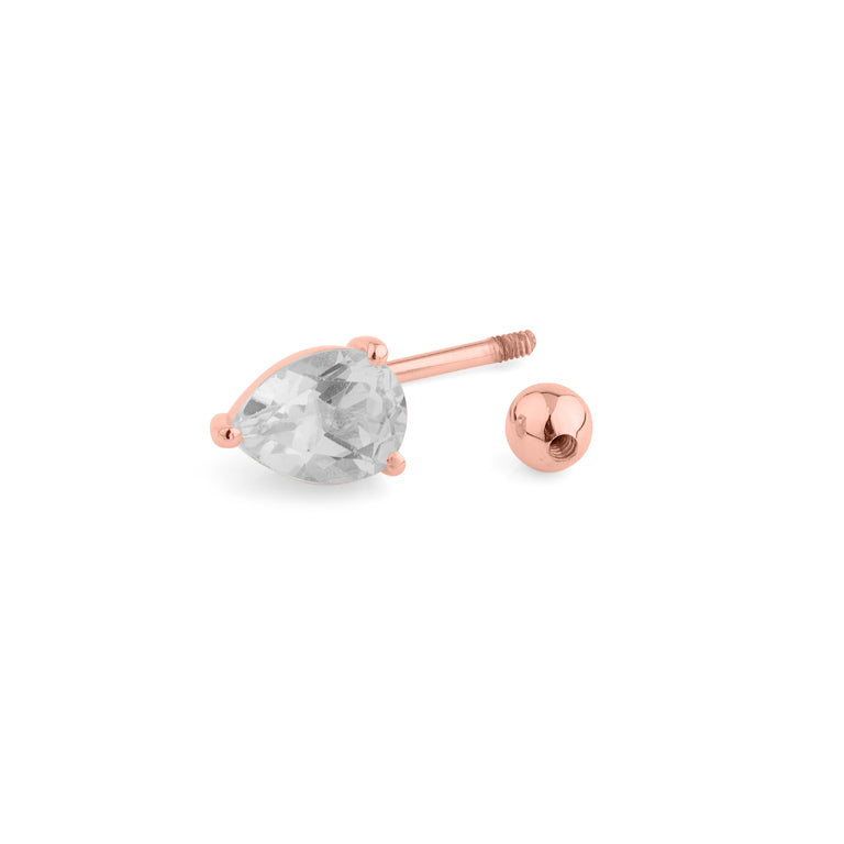Bauch Piercing DROPS mit weissem Topas