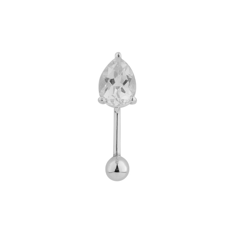 Bauch Piercing DROPS mit weissem Topas