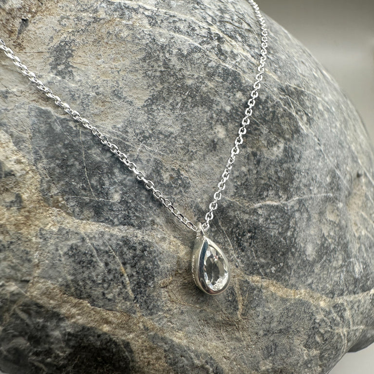Feine Halskette Sterling Silber 0.9 mm mit Topas Anhänger