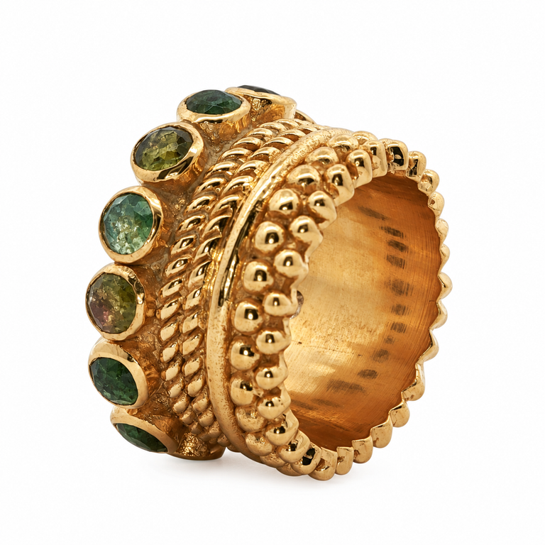 SCHARLOTTE Memory-Ring mit grünen Turmalinen