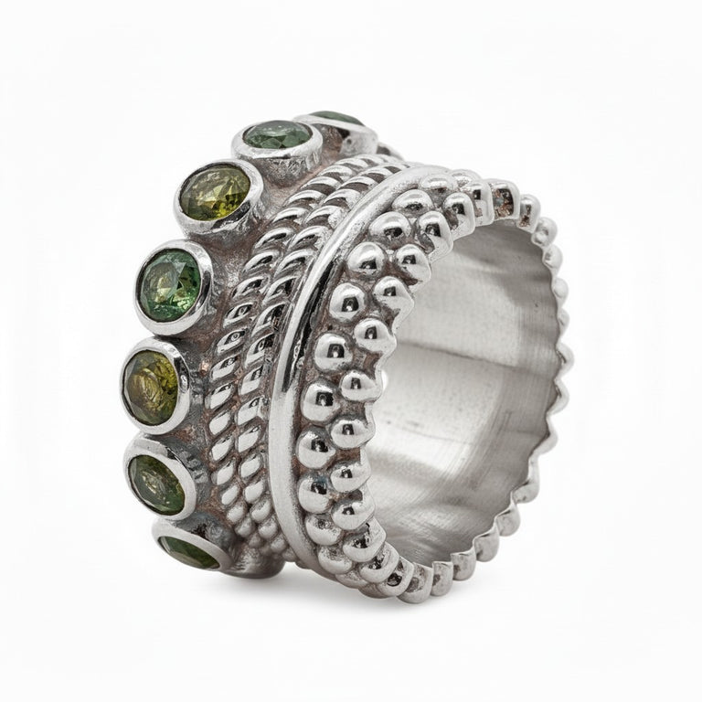 SCHARLOTTE Memory-Ring mit grünem Turmalin | Sterling Silber | By Olga Ribler