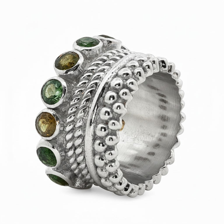 SCHARLOTTE Memory-Ring mit grünem Turmalin | Sterling Silber | By Olga Ribler