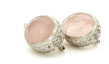 Ovale Ohrringe mit Rosenquarz