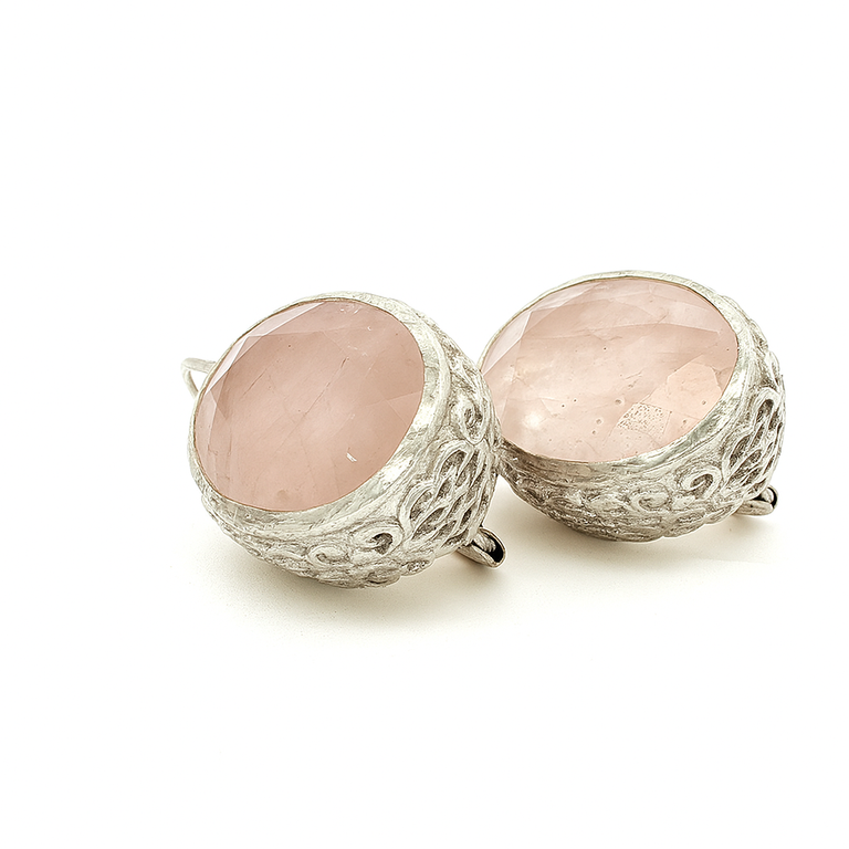 Ovale Ohrringe mit Rosenquarz