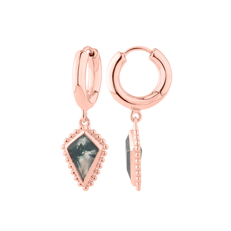 Creolen KAYLA 16 mm mit Moosachate Kite 7 X 10 mm