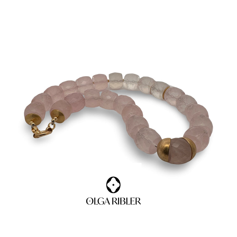 Statement-Collier aus Rosenquarz