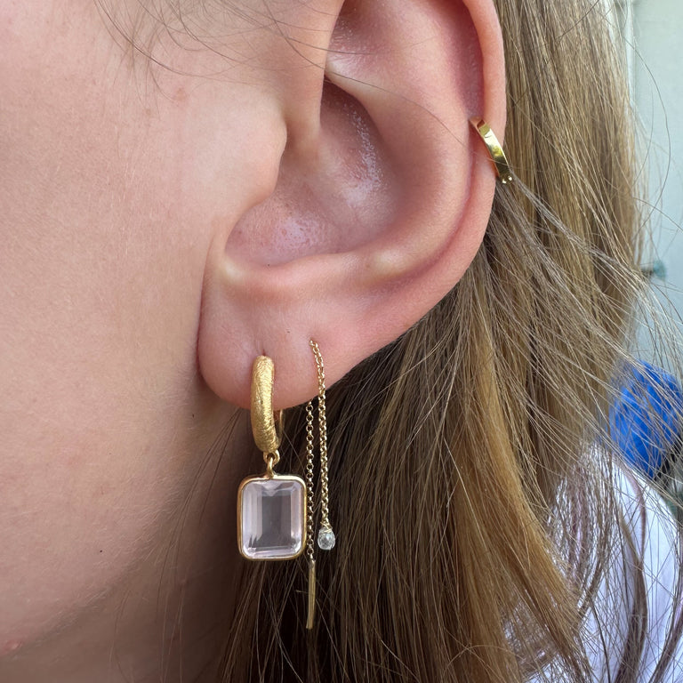 Creole KAYLA 3X14 mm mit Rosenquarz