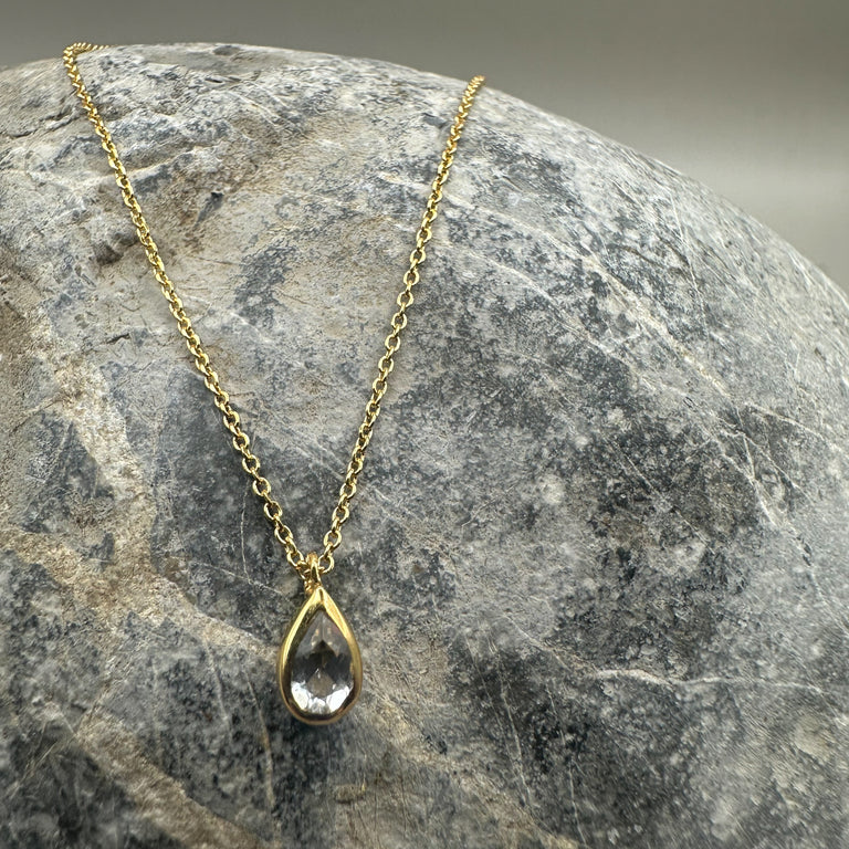 Feine Halskette Sterling Silber 0.9 mm mit Topas Anhänger
