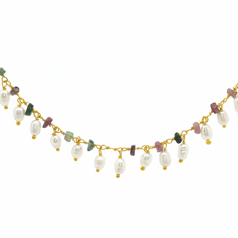 Gliederkette mit kleinen Multiturmalinen und ovalen Perlen