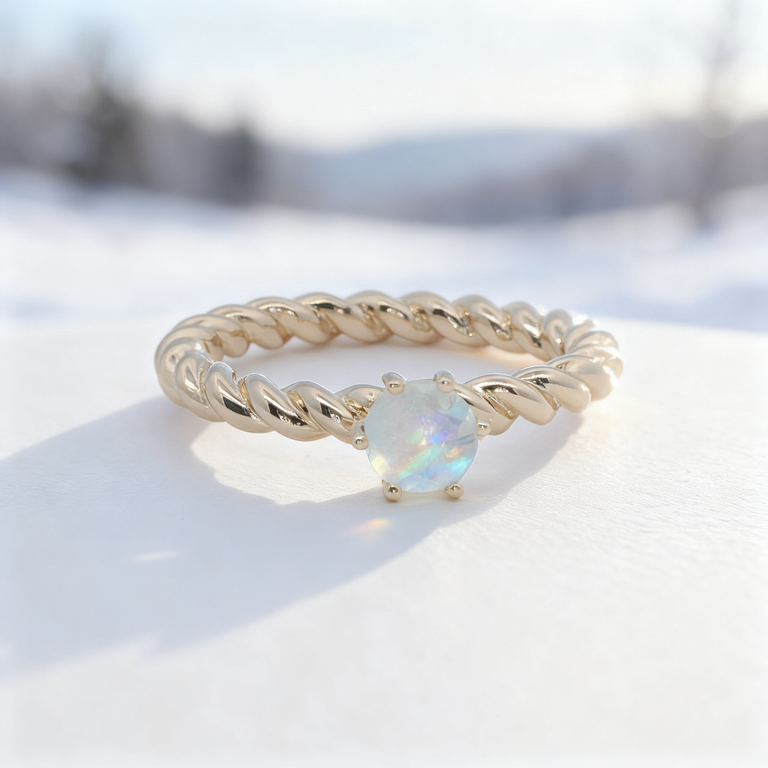 Verlobungsring TWIST – Mondstein Solitär | 925 Silber