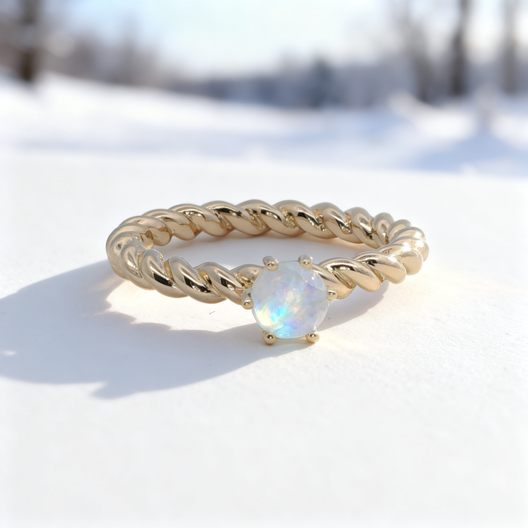 Verlobungsring TWIST – Mondstein Solitär | 925 Silber