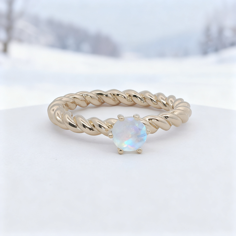 Verlobungsring TWIST – Mondstein Solitär | 925 Silber