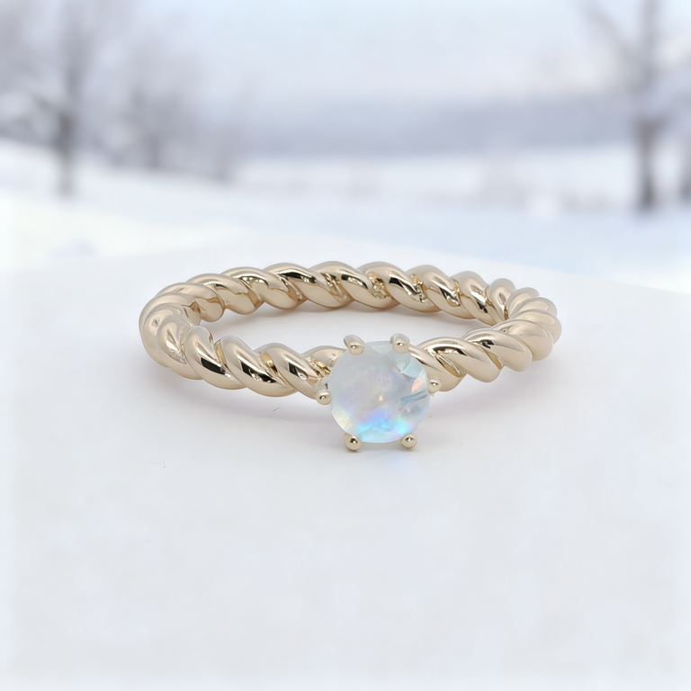 Verlobungsring TWIST – Mondstein Solitär | 925 Silber