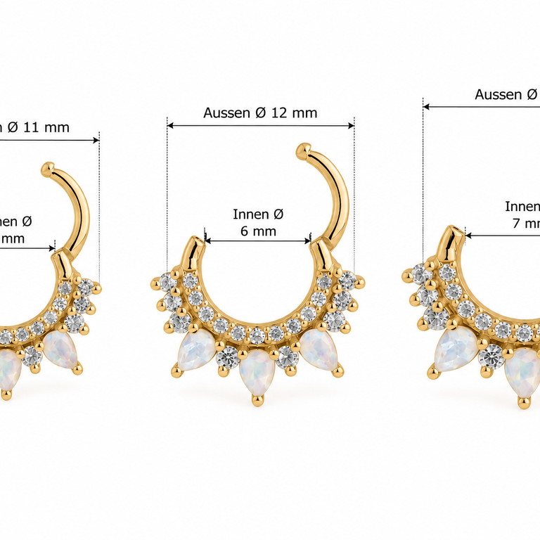 Piercing DHELIA 18 Karat Gold Mondstein 3 Grössen