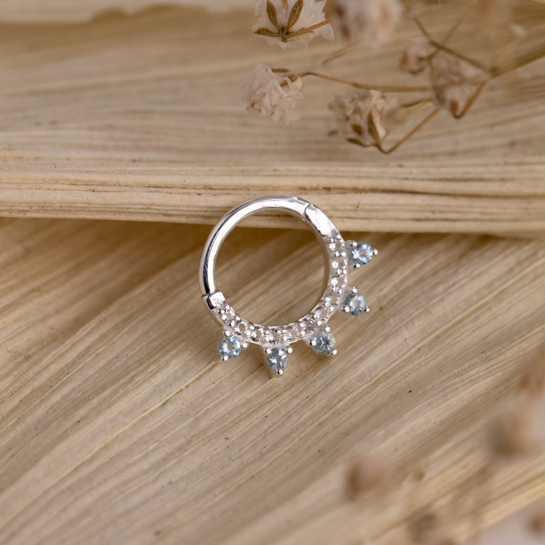 Clicker Dhelia mit Diamant und Blau Topas