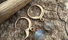 Sterling Silber rosevergoldet Creolen 14 mm mit Labradotit