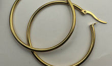 Edelstahl Creolen 40 mm gelbvergoldet