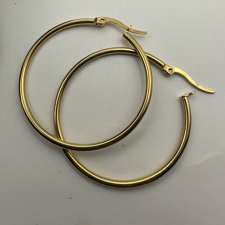 Edelstahl Creolen 40 mm gelbvergoldet