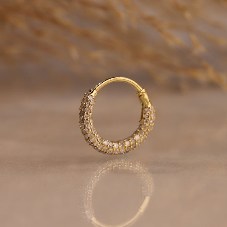 ADELINA Piercing 6X10 mm 18K Gold mit rohen Diamanten