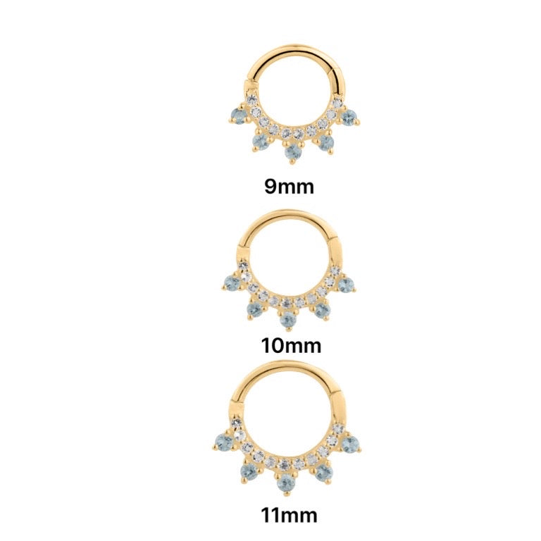 Clicker Dhelia mit Diamant und Blau Topas