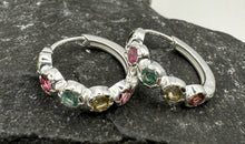 Sterling Silber 18 mm Creolen mit Turmalin