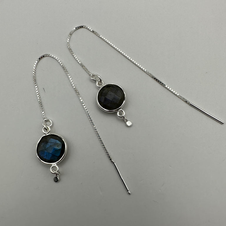 Statement Ketten Ohrringe mit Labradorit 10 mm