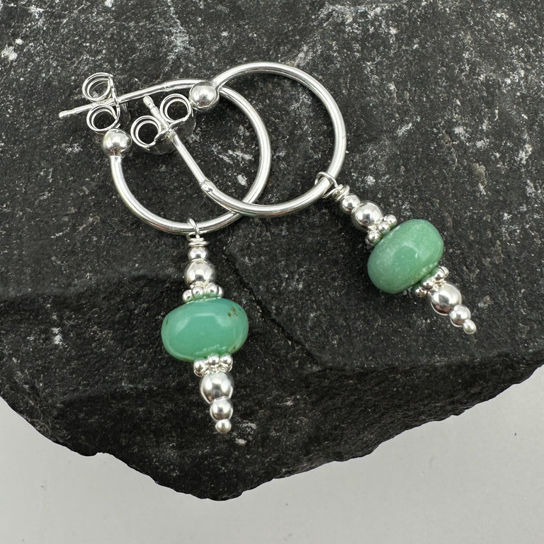 Sterling Silber 15 mm Creolen mit Chrysoprase