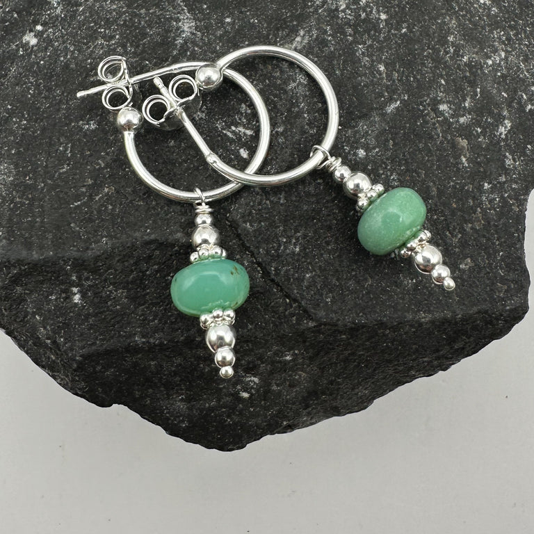 Sterling Silber 15 mm Creolen mit Chrysoprase