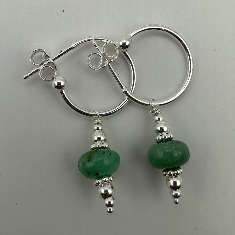Sterling Silber 15 mm Creolen mit Chrysoprase