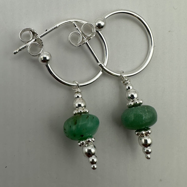 Sterling Silber 15 mm Creolen mit Chrysoprase