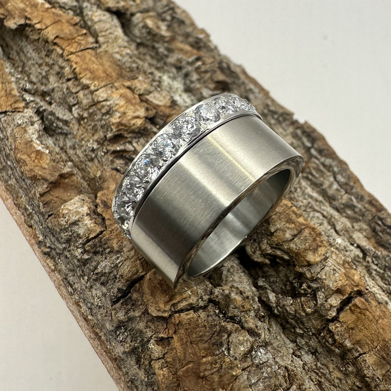 Edelstahl Ring Set Grösse 56
