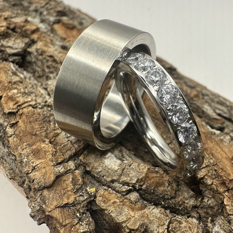 Edelstahl Ring Set Grösse 56