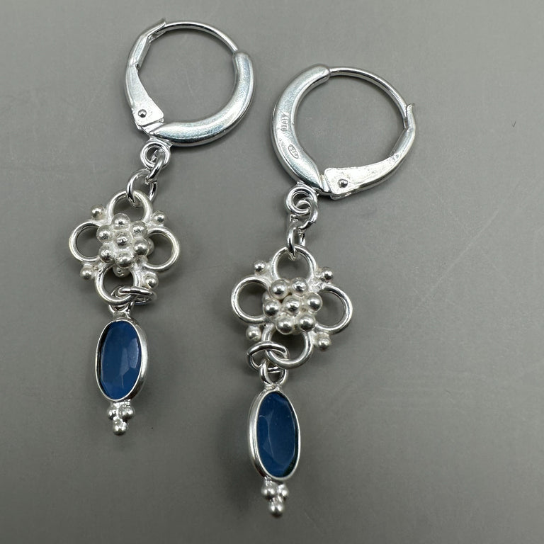 Statement Creolen mit Blau Chalzedone