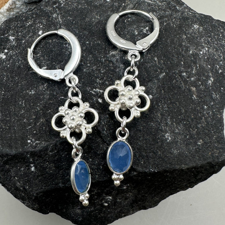 Statement Creolen mit Blau Chalzedone
