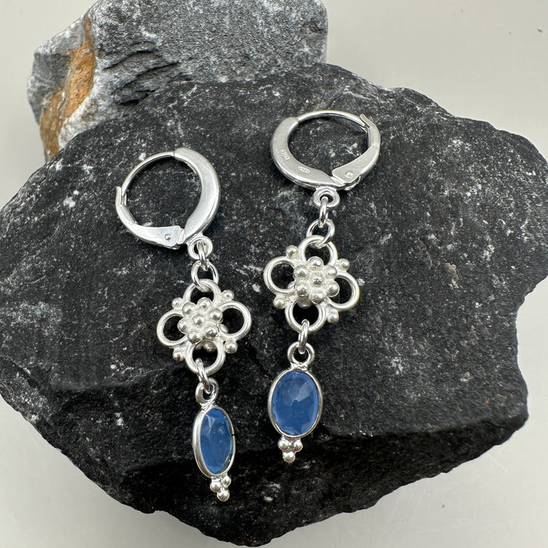 Statement Creolen mit Blau Chalzedone