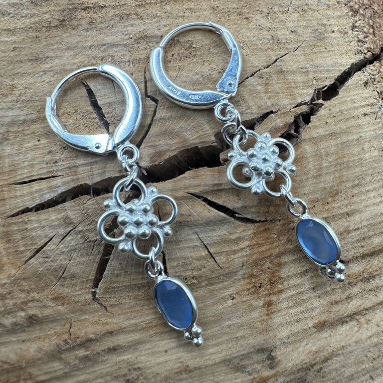 Statement Creolen mit Blau Chalzedone