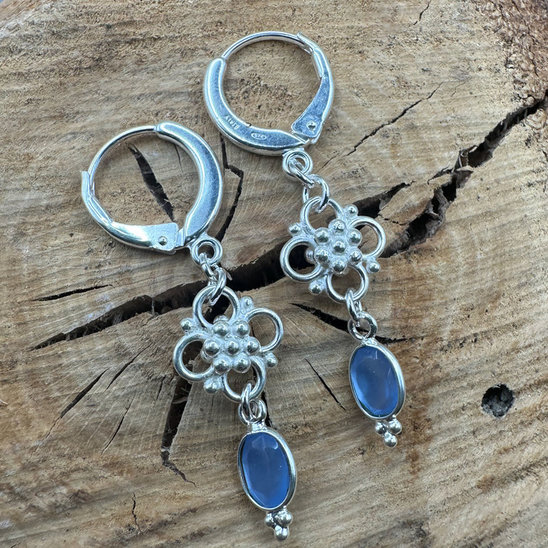 Statement Creolen mit Blau Chalzedone