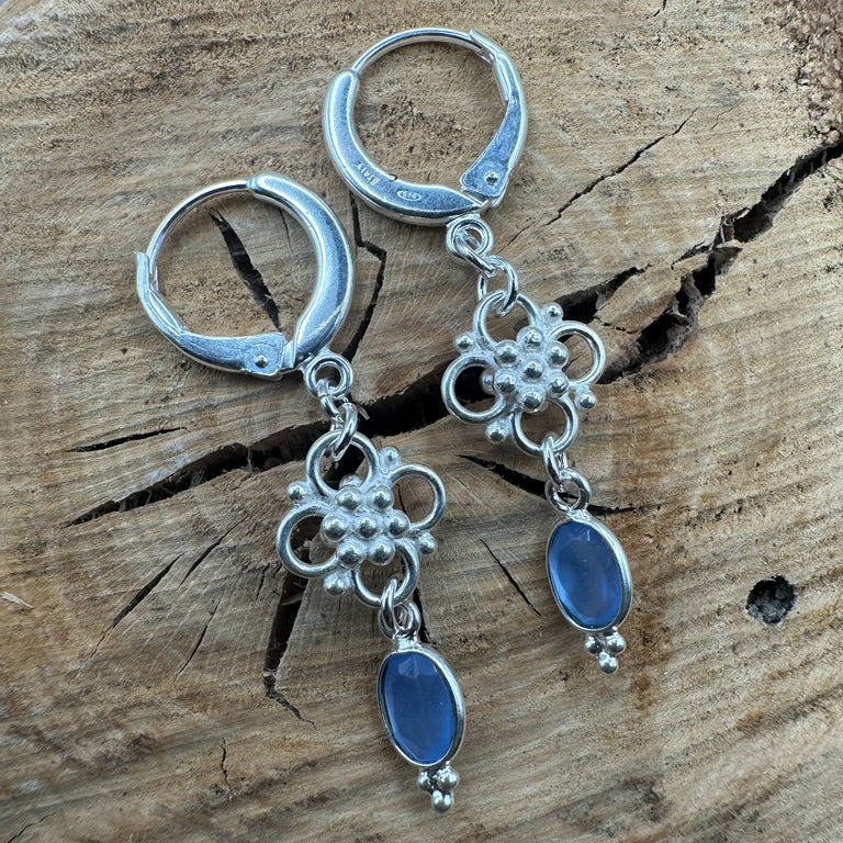 Statement Creolen mit Blau Chalzedone
