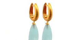 Creolen mit Aquamarin matt 10 X 20 mm