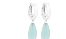 Creolen mit Aquamarin matt 10 X 20 mm