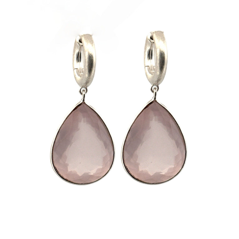 Creolen mit 15 X 20 Rosenquarz