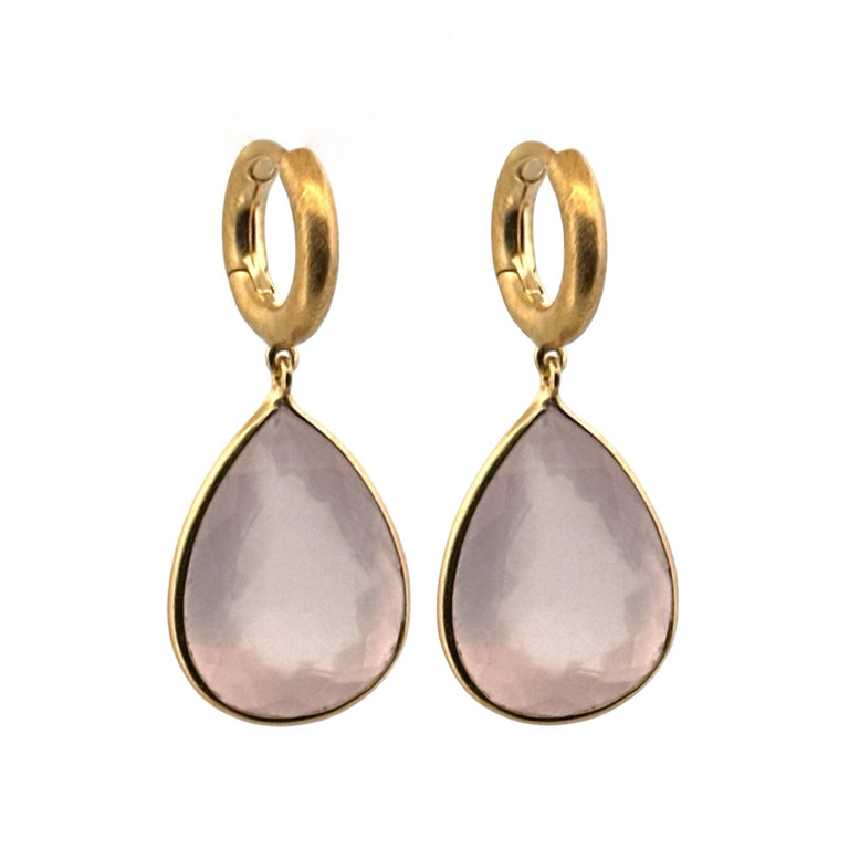 Creolen mit 15 X 20 Rosenquarz