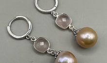 Perlen und Rosenquarz Creolen Silber 925 Ag